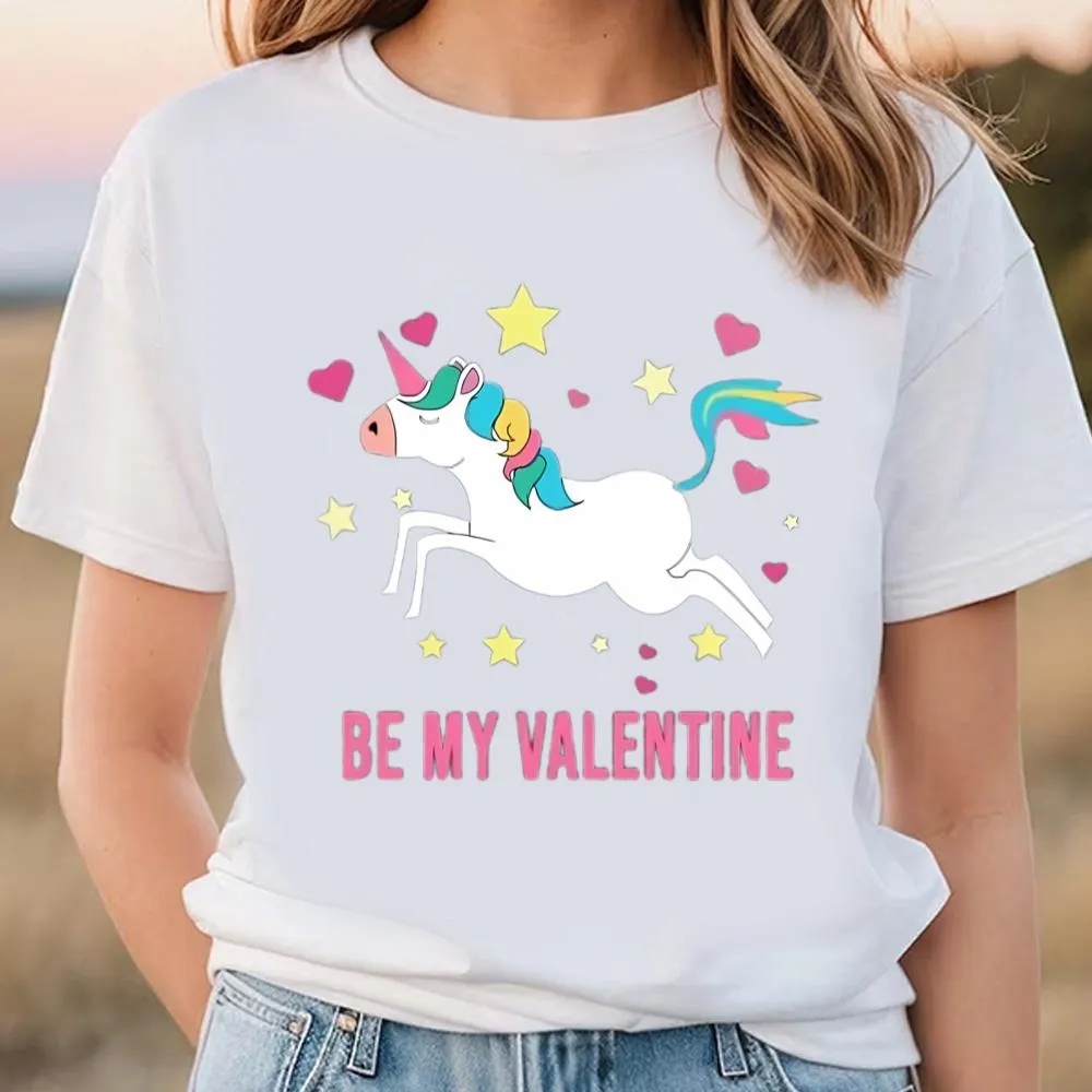Valentine T-Shirt, Happy Valentine Day Unicorn Be My Valentine T-Shirt, Valentine Day Shirt