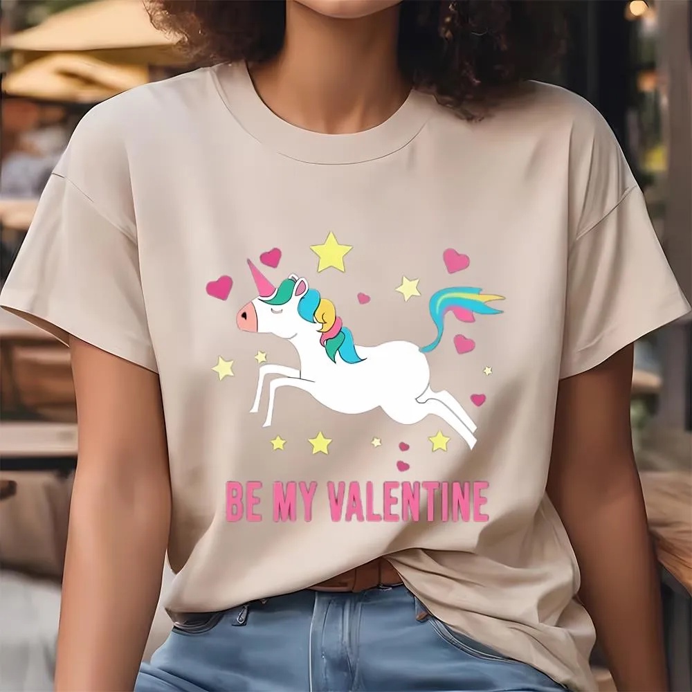 Valentine T-Shirt, Happy Valentine Day Unicorn Be My Valentine T-Shirt, Valentine Day Shirt