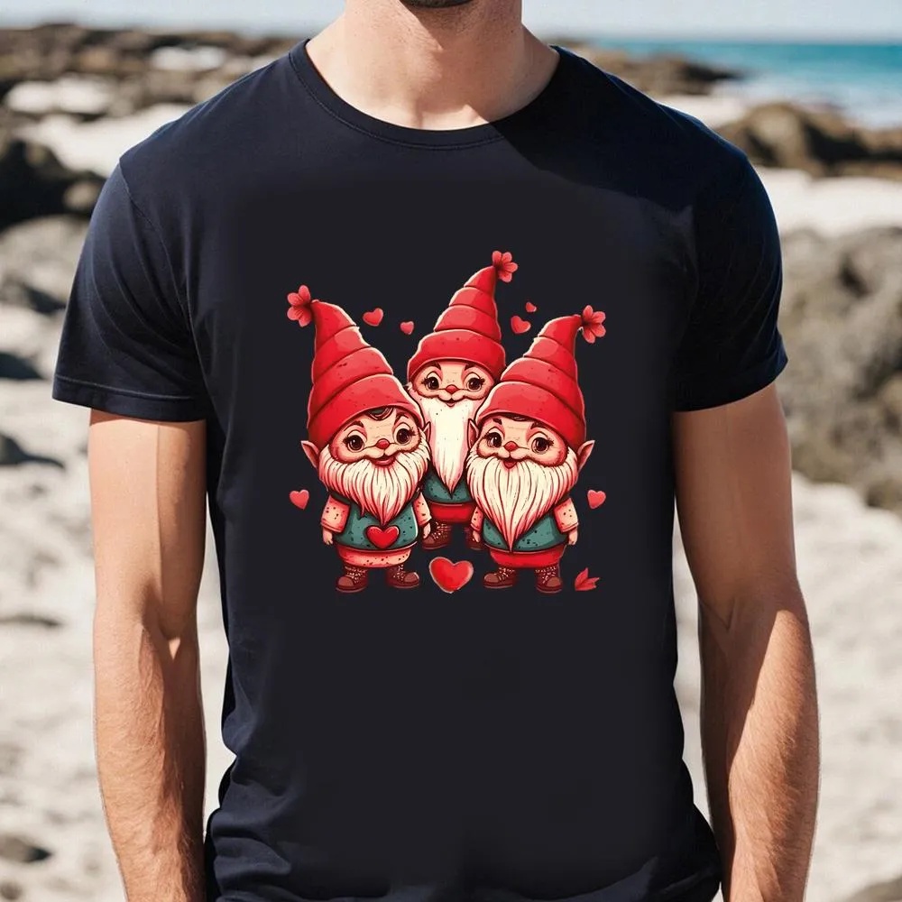 Valentine T-Shirt, Happy Valentines Day For Women With Gnomes T-Shirt, Valentine Day Shirt