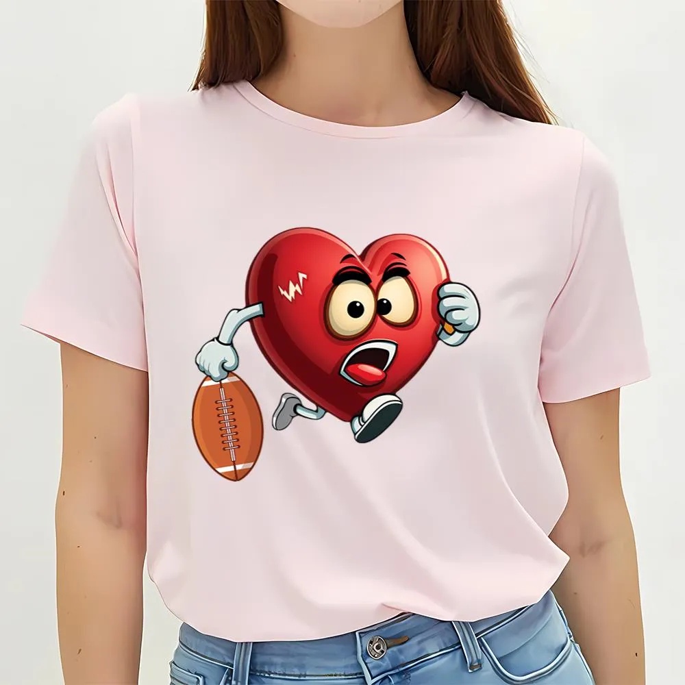 Valentine T-Shirt, Heart American Football Valentines Day Boys Men Sports T-Shirt, Valentine Day Shirt