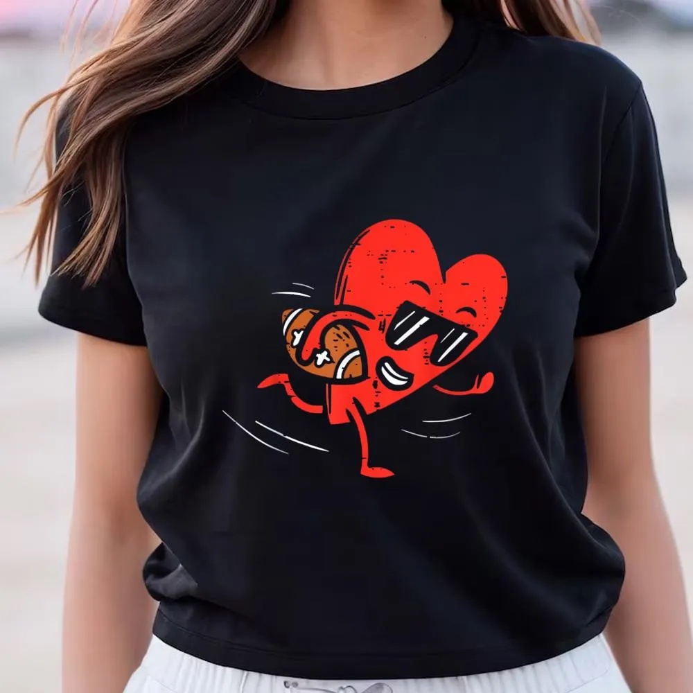 Valentine T-Shirt, Heart American Football Valentines Day Shirt, Valentine Day Shirt