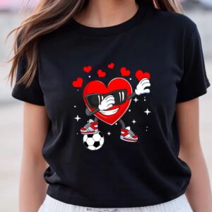 Valentine T-Shirt, Heart Dab Dance With Soccer…