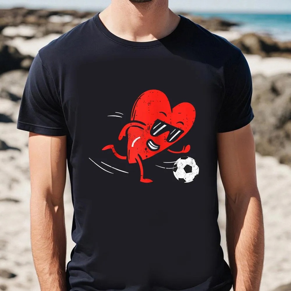 Valentine T-Shirt, Heart Playing Football Valentines Day Soccer Sports Boys Raglan Baseball Shirt, Valentine Day Shirt