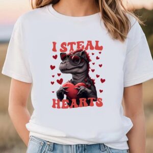 Valentine T-Shirt, Heart Thief Dinosaur Valentine Day…