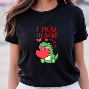 Valentine T-Shirt, I Steal Hearts Dino Baby…