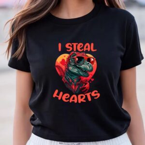 Valentine T-Shirt, I Steal Hearts Dinosaur T-rex…