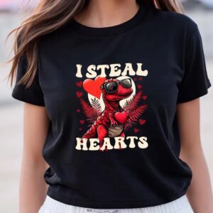 Valentine T-Shirt, I Steal Hearts Dinosaur Valentine…