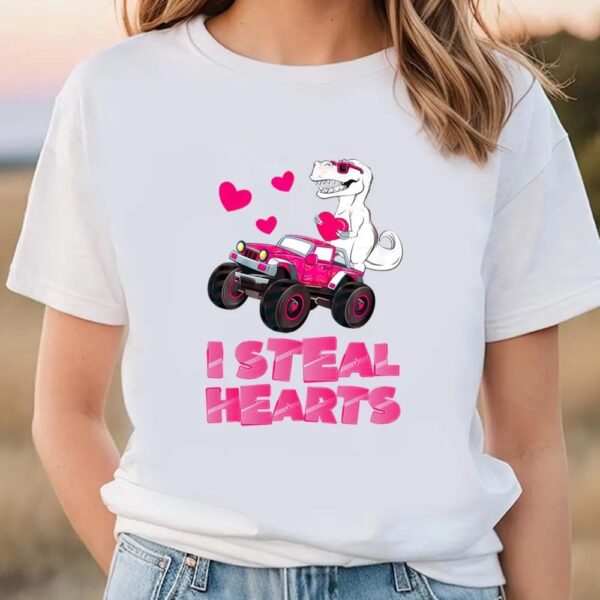 Valentine T-Shirt, I Steal Hearts Dinosaur Valentines Day T-Shirt For Couple, Valentine Day Shirt