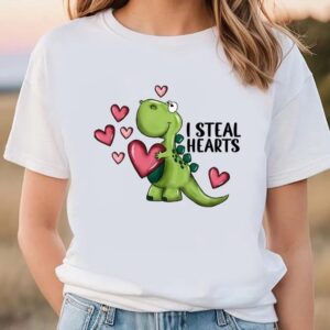 Valentine T-Shirt, I Steal Hearts Dinosaur Valentines…