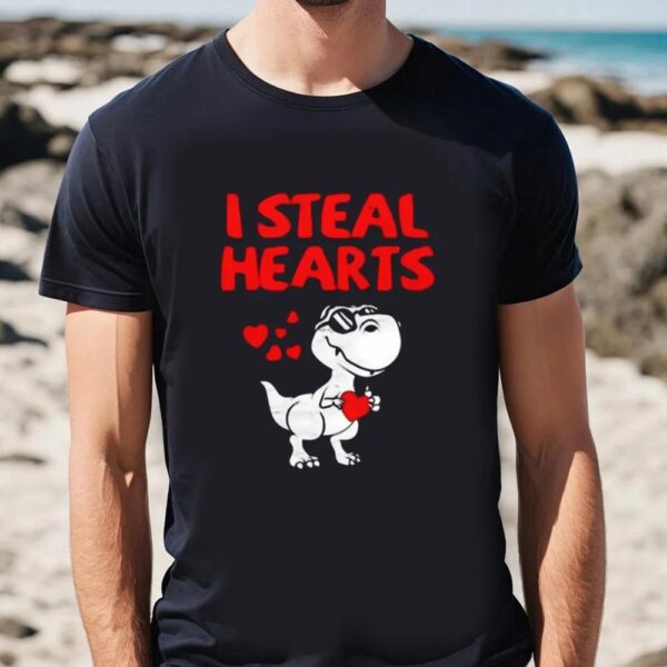 Valentine T-Shirt, I Steal Hearts Trex Dino Valentines Day Shirt, Valentine Day Shirt