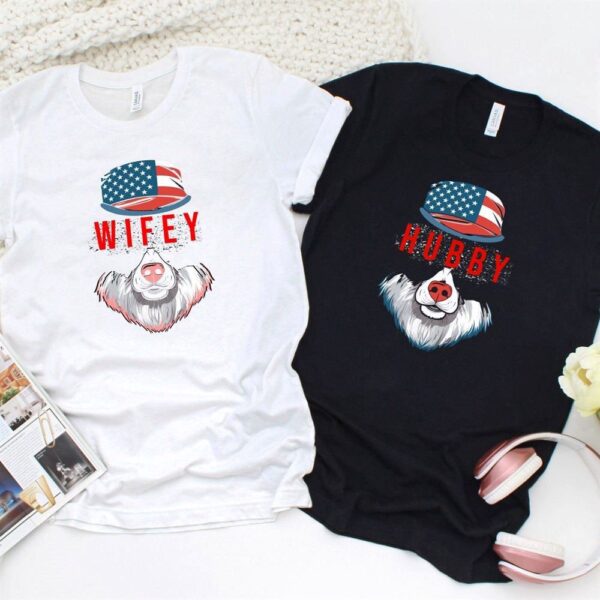 Valentine T-Shirt, Matching Outfits Set, 4Th Of July Wifey Hubby Bear Patriotic Matching Outfits For Couples