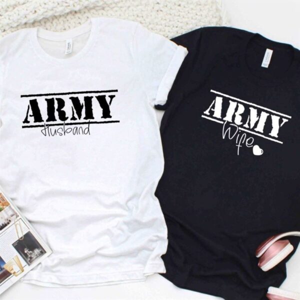 Valentine T-Shirt, Matching Outfits Set, Army Wife & Husband Patriotic Matching Outfit Sets