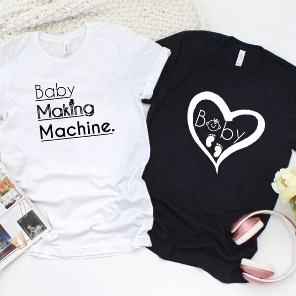 Valentine T-Shirt, Matching Outfits Set, Baby Making Machine & Baby Pregnancy Announcement Matching Outfits