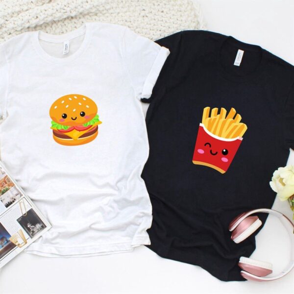 Valentine T-Shirt, Matching Outfits Set, Burger & Fries Matching Outfits Ideal Gift For Foodie Couples