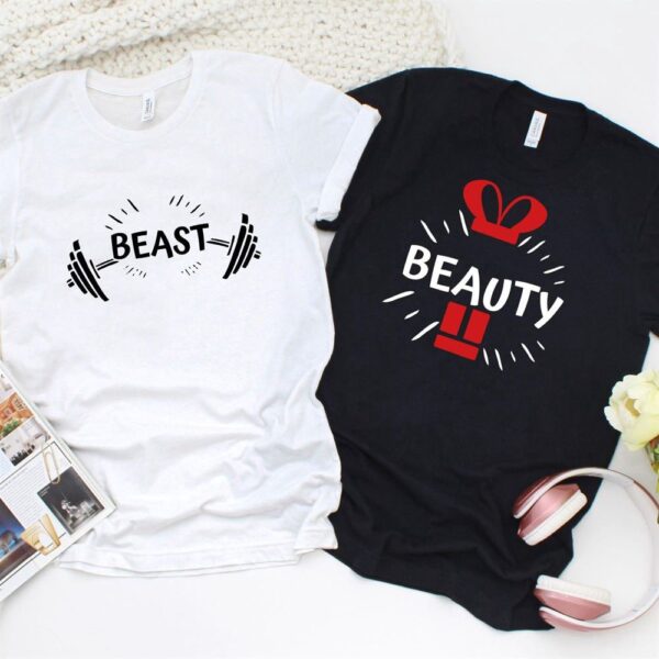 Valentine T-Shirt, Matching Outfits Set, Charming Beauty & Beast Duo Set Adorable Matching Outfits For Couples Delight