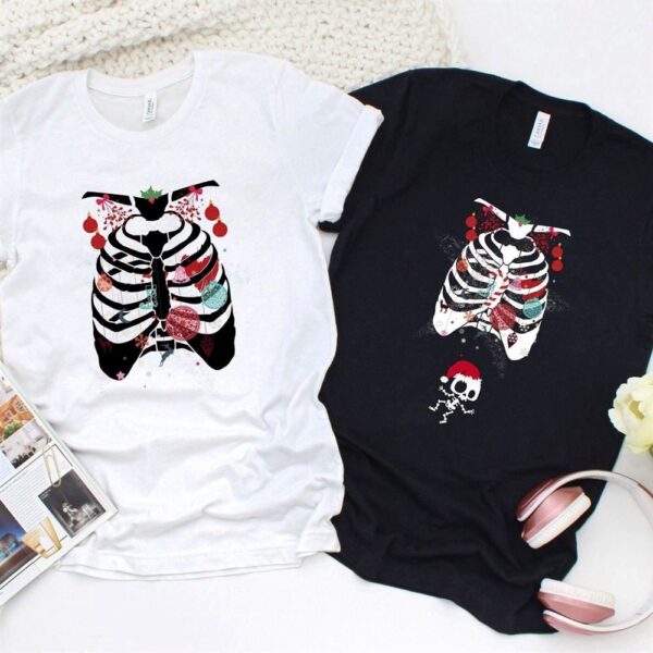 Valentine T-Shirt, Matching Outfits Set, Christmas Maternity & Couple Skeleton Matching Set, Xmas Pregnancy Announcement Outfits