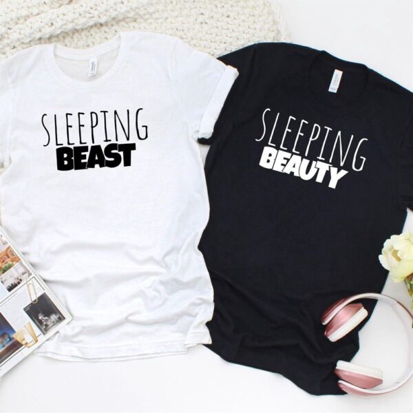 Valentine T-Shirt, Matching Outfits Set, Couples Sleeping Beautybeast Gift Set Fun, Comfy Matching Outfits