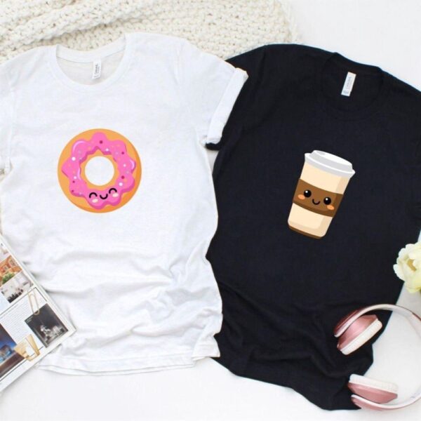 Valentine T-Shirt, Matching Outfits Set, Delectable Matching Outfits Coffee & Donuts Set, Ideal Present For Foodie Couples