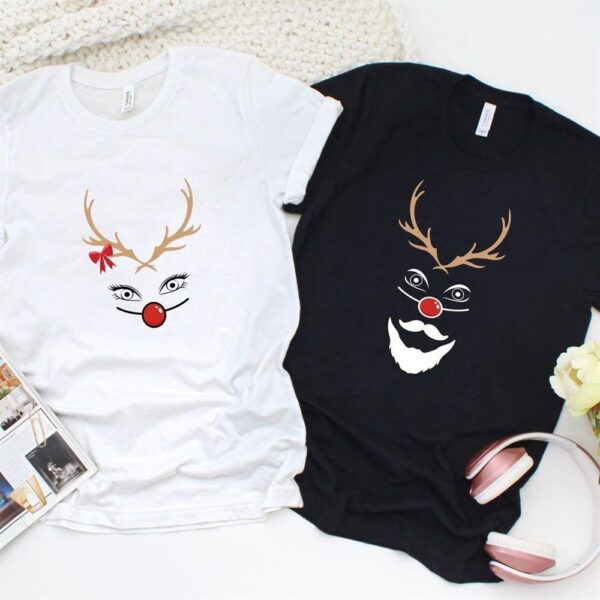 Valentine T-Shirt, Matching Outfits Set, Funny Christmas Matching Set Reindeer Couple Shirts & Very Merry Ugly Xmas Sweaters