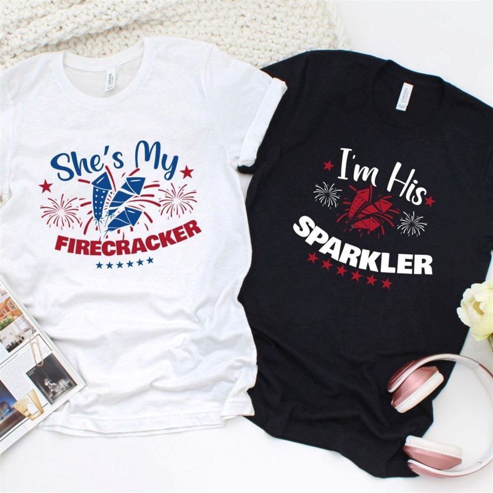 Valentine T-Shirt, Matching Outfits Set, His Sparkler & Her Firecracker Fourth Of July Matching Outfits, Humorous 4Th July Couple Sets