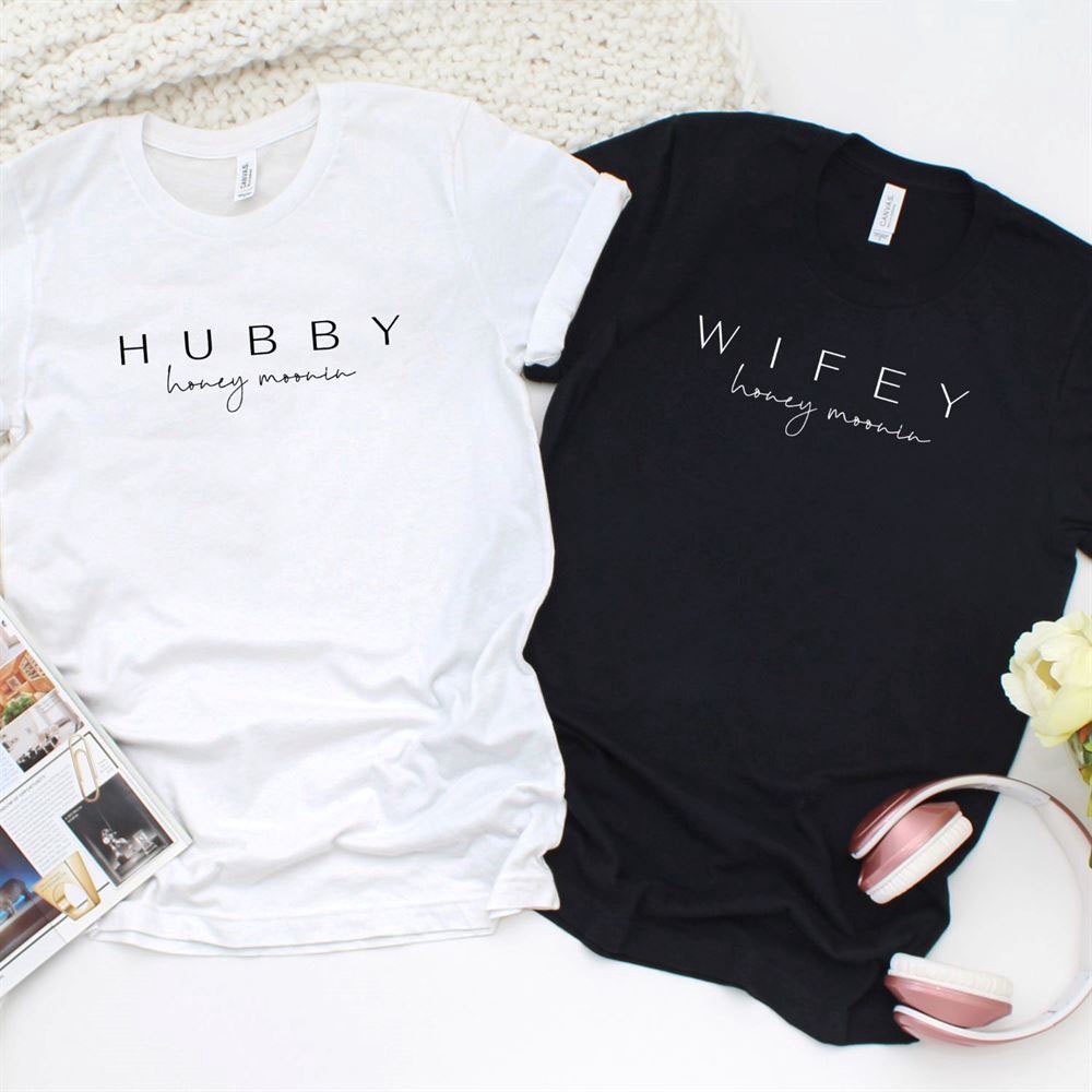 Valentine T-Shirt, Matching Outfits Set, Hubby Wifey Matching Outfits For Honeymoon, Just Married Set