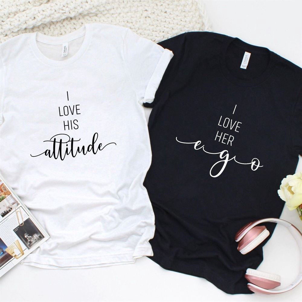 Valentine T-Shirt, Matching Outfits Set, I Love His Attitude & I Love Her Ego Matching Set