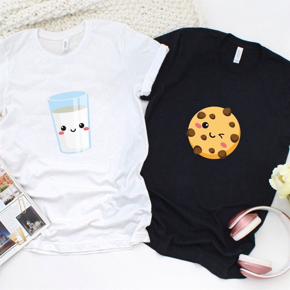 Valentine T-Shirt, Matching Outfits Set, Milk And Cookies Matching Set Foodie Lovers Outfits, Perfect Couples Gift