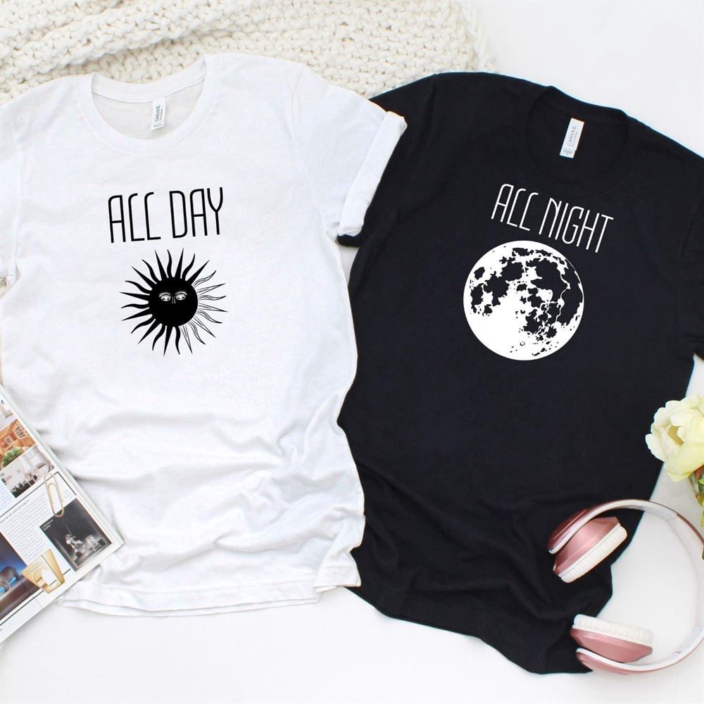 Valentine T-Shirt, Matching Outfits Set, Moon Sun Matching Set All Nightall Day Gifts For Couples, Perfect Wedding Presents