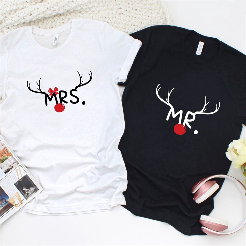 Valentine T-Shirt, Matching Outfits Set, Mr & Mrs Christmas Matching Set Enjoy Holiday Cheer Together
