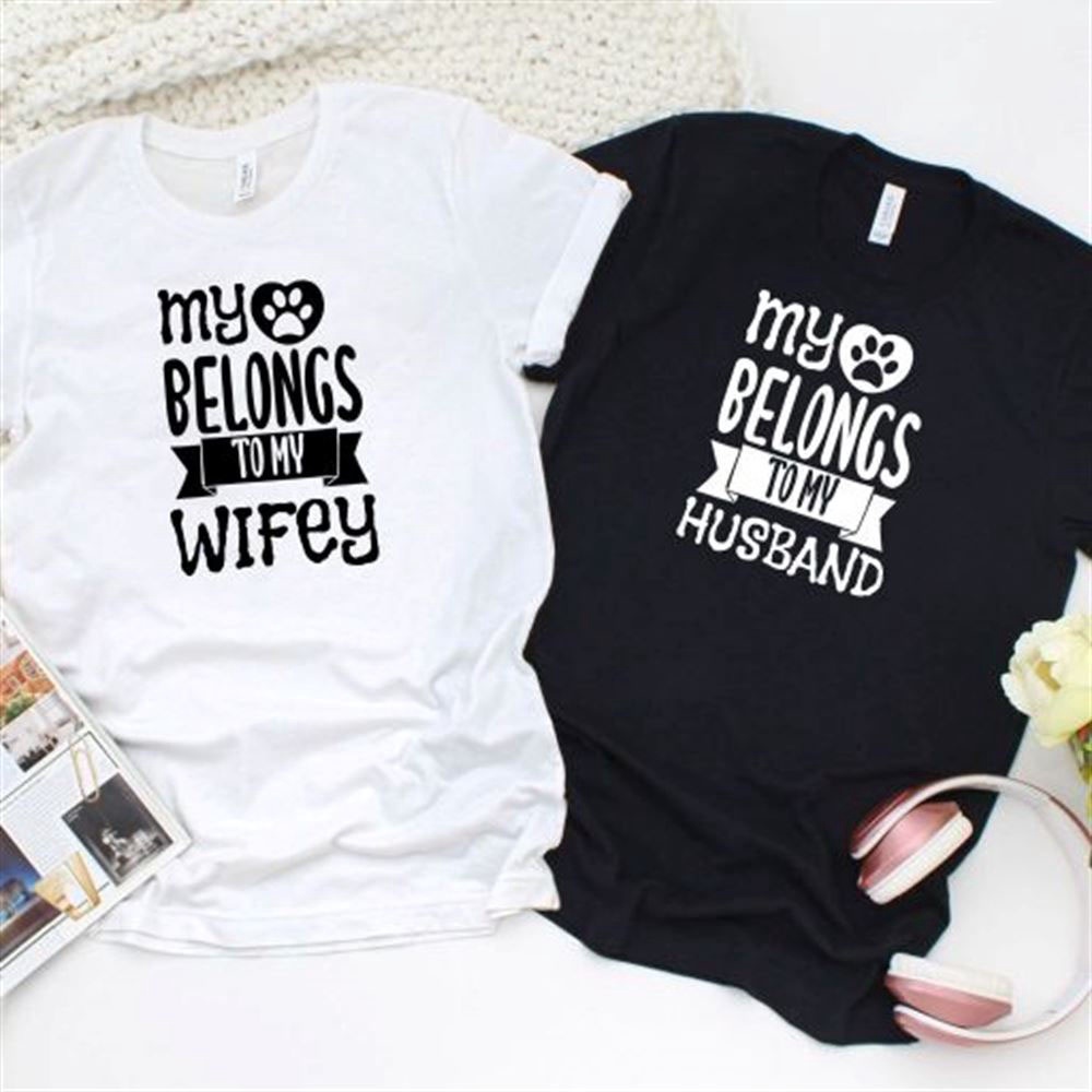 Valentine T-Shirt, Matching Outfits Set, Pet Lovers Adorable Matching Outfits My Heart Belongs To Set For Couples