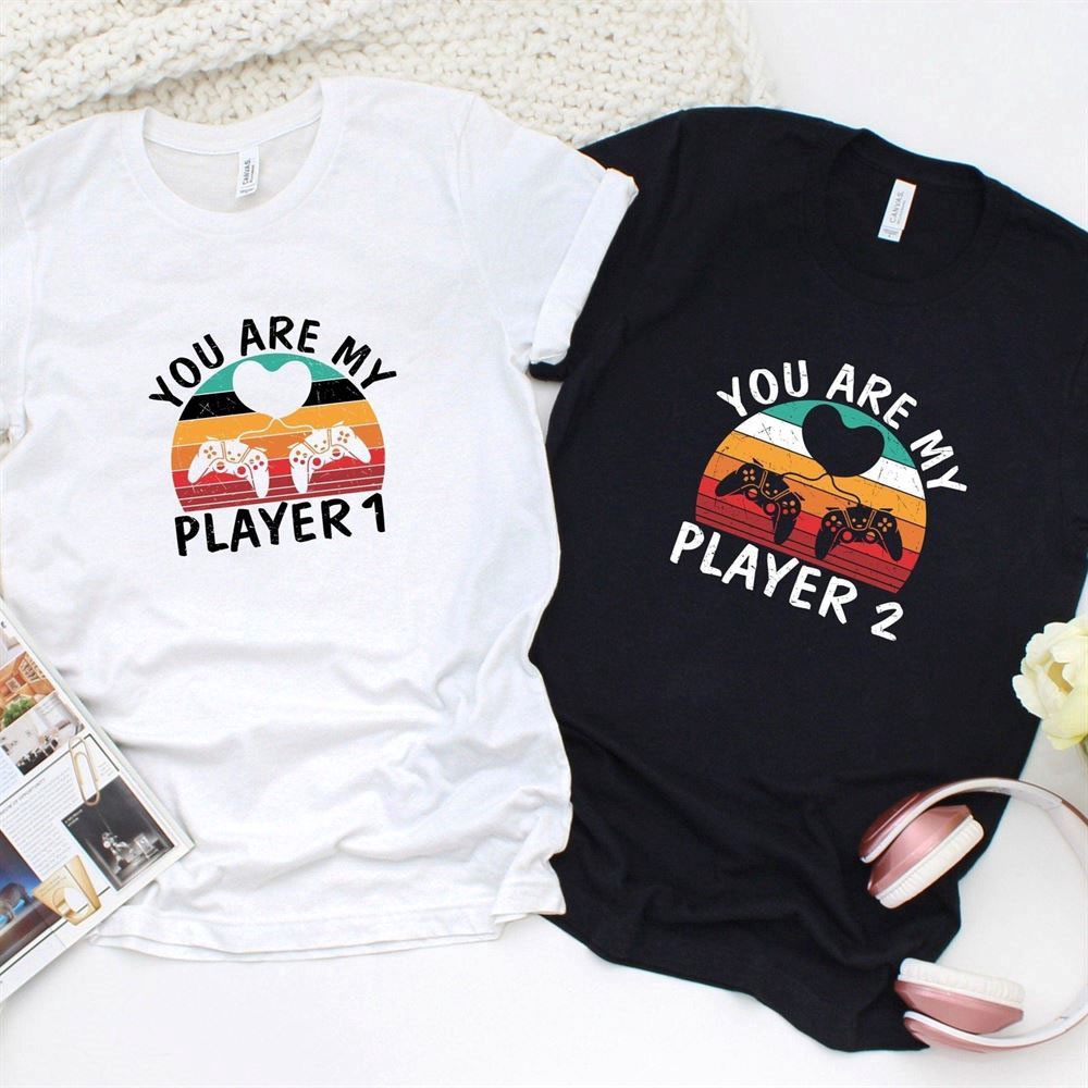 Valentine T-Shirt, Matching Outfits Set, Player 1 And 2 Matching Outfits, Gaming Lovers Set, Geeky Couples Gift, Valentines Day Matching Set