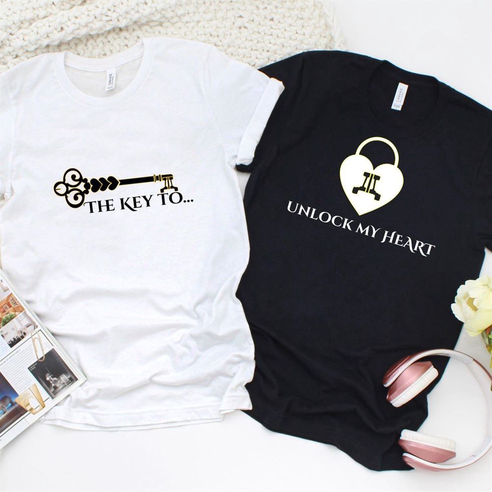 Valentine T-Shirt, Matching Outfits Set, Romantic Matching Set The Key To Unlock My Heart