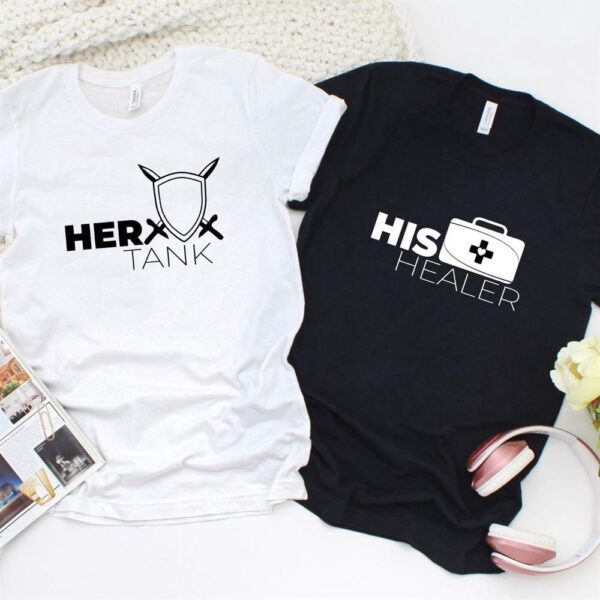 Valentine T-Shirt, Matching Outfits Set, Tank & Healer Gamer Couple Matching Set