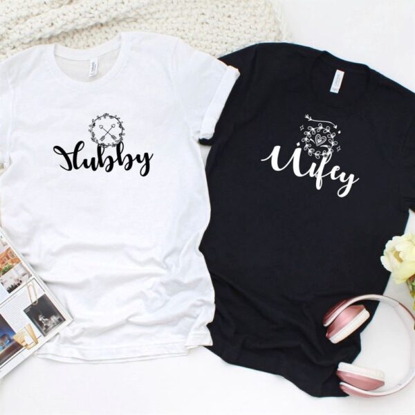 Valentine T-Shirt, Matching Outfits Set, Wifey And Hubby Adorable Matching Outfits Perfect Wedding Gift Set