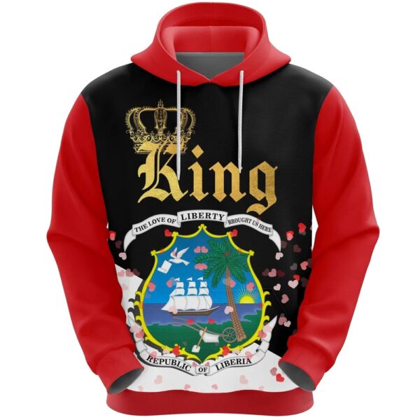 Valentines Day Hoodie, Liberia King Valentine 3D Hoodie