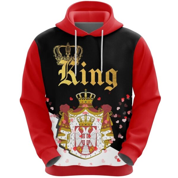 Valentines Day Hoodie, Serbia King Valentine 3D Hoodie