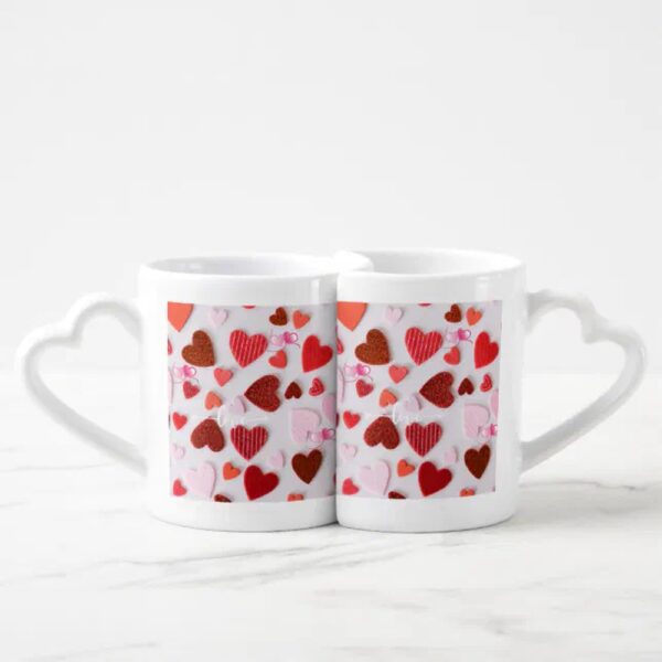 Vanlentine Heart Shaped Mug Set, Heart Shaped Handles Love Design Coffee Mug Set