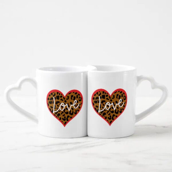 Vanlentine Heart Shaped Mug Set, Lovers Coffee Mug Set