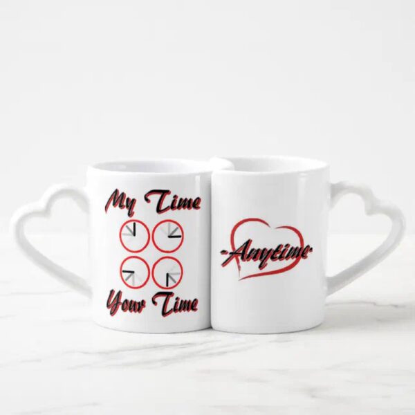 Vanlentine Heart Shaped Mug Set, My Time Your Time Lover Mug
