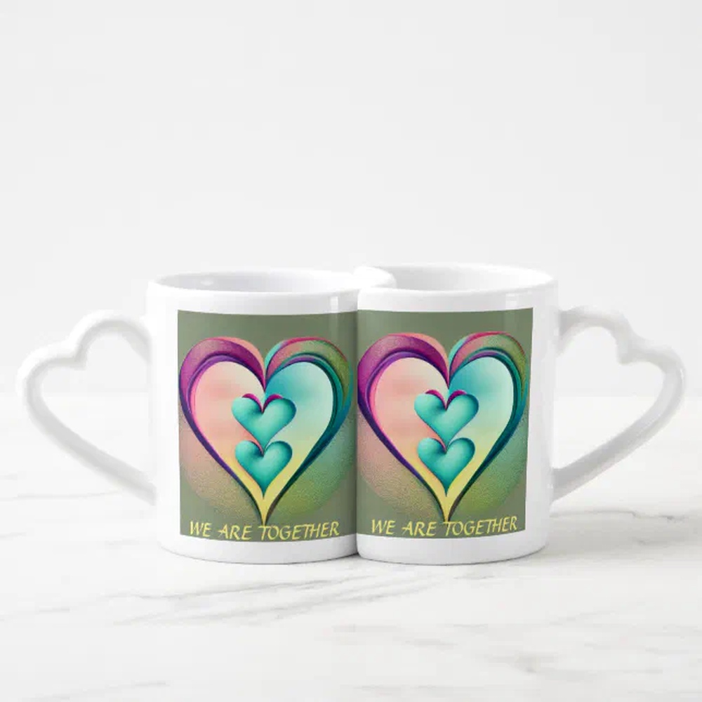 Vanlentine Heart Shaped Mug Set, Pink Yellow Blue Orange Cute Heart Shape Design Coffee Mug Set Vanlentine Heart Shaped Mug Set, Pink Yellow Blue Orange Cute Heart Shape Design Coffee Mug Set