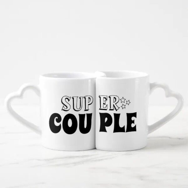 Vanlentine Heart Shaped Mug Set, Super Couple Heart Shape Coffee Mug Set