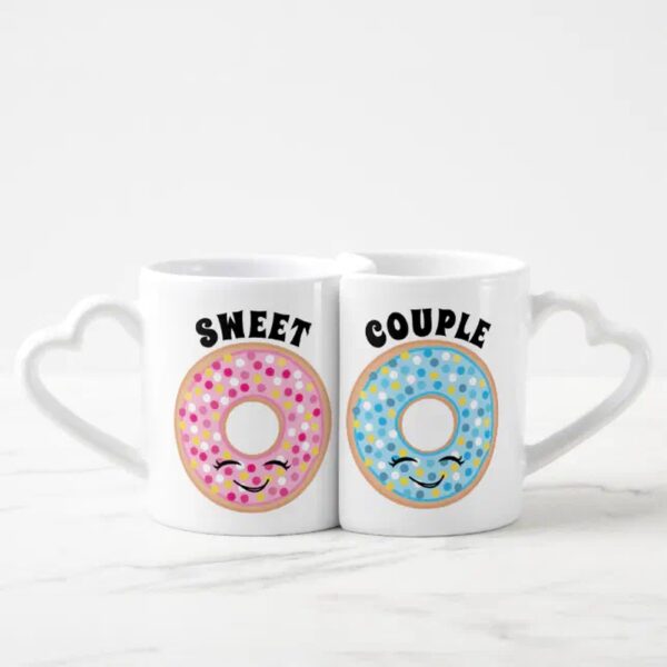 Vanlentine Heart Shaped Mug Set, Sweet Couple Heart Shape Coffee Mug Set