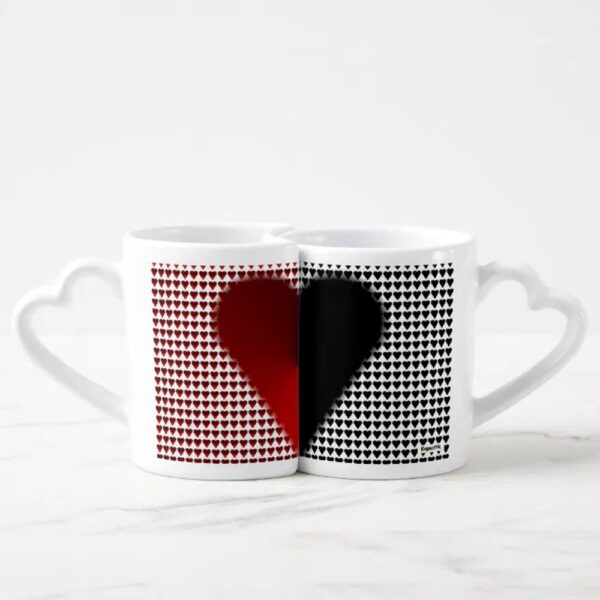 Vanlentine Heart Shaped Mug Set, Two Hearts Coffee Mug Set
