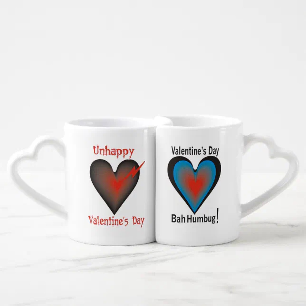 Vanlentine Heart Shaped Mug Set, Valentines Day Bah Humbug Coffee Mug Set Vanlentine Heart Shaped Mug Set, Valentines Day Bah Humbug Coffee Mug Set