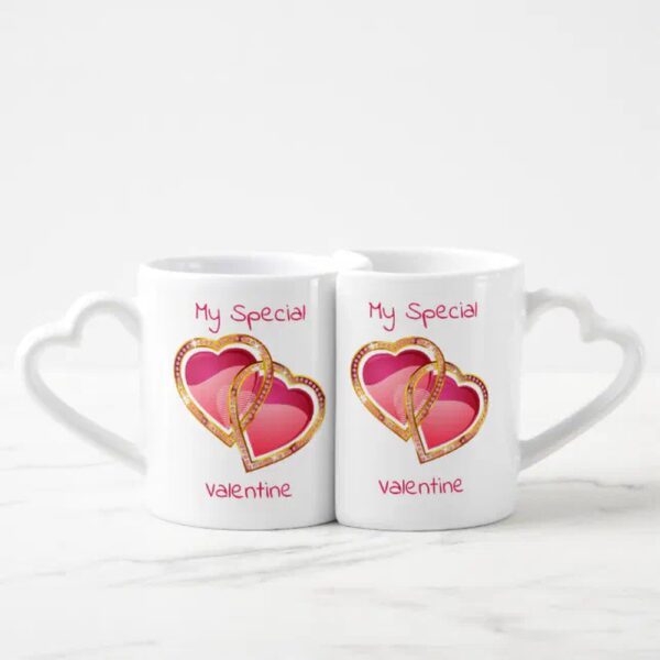 Vanlentine Heart Shaped Mug Set, Valentines Day Mugs My Special Valentine