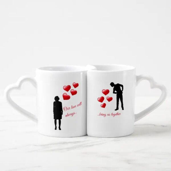 Vanlentine Heart Shaped Mug Set, Valentines Love Mug Set Heart Shaped Handles