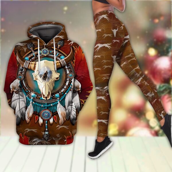 Vintage Antelope Tribal Style Native American Hoodie Leggings Set, Native American Hoodies, Native American Leggings