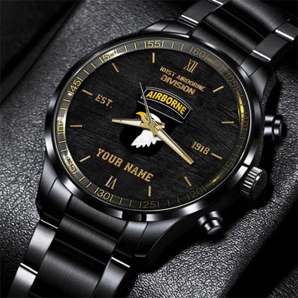 101st Airborne Division Black Fashion Watch Custom Name, US Military Watch, Watches For Soldiers, Best Military Watches