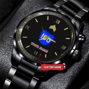 Army Watch, Army 100Th Infantry Division Custom Black Fashion Watch Proudly Served Gift, Military Watches, Us Army Watch