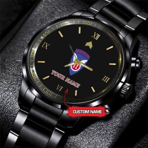 Army Watch, Army 11Th Air Assault Division Custom Black Fashion Watch Proudly Served Gift, Military Watches, Us Army Watch